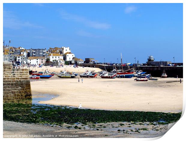Low tide at St. Ives in Cornwall. Print by john hill