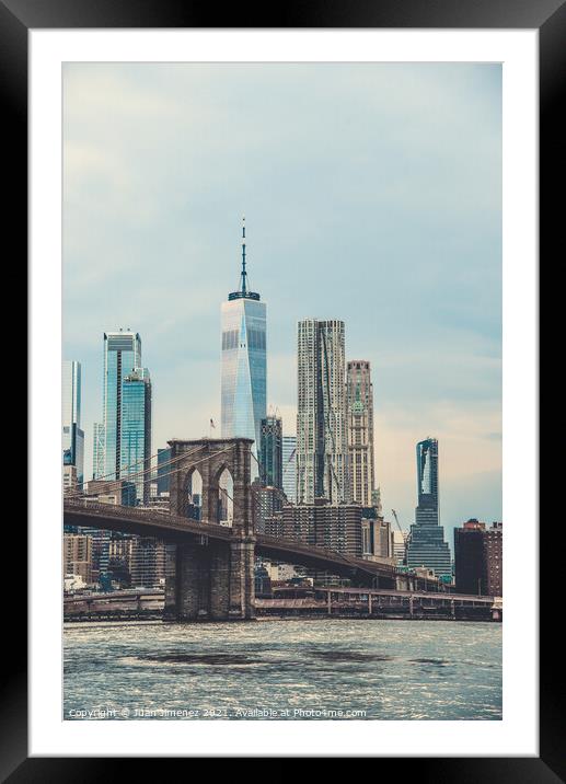 New York City Skyline From Brooklyn Framed Mounted Print by Juan Jimenez