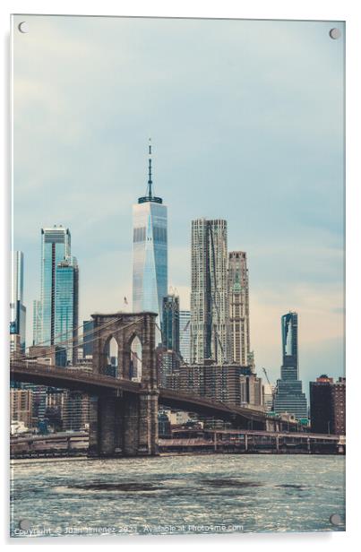 New York City Skyline From Brooklyn Acrylic by Juan Jimenez