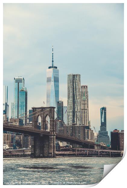 New York City Skyline From Brooklyn Print by Juan Jimenez