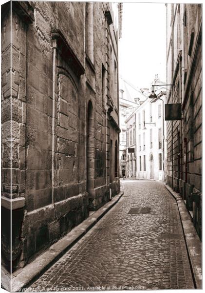 Narrow Cobblestoned Street in Historic Centre of B Canvas Print by Juan Jimenez