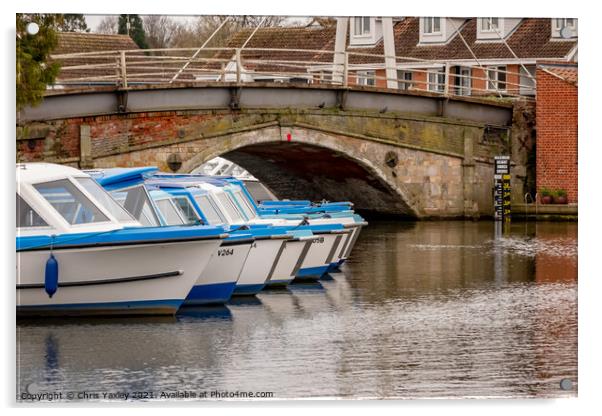 Boats on the Bure, Wroxham Bridge, Norfolk Broads Acrylic by Chris Yaxley