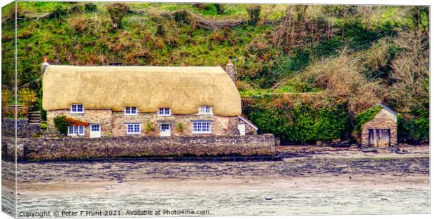 Thatched House On The Dart Canvas Print by Peter F Hunt