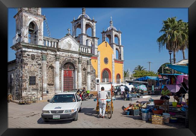 Iglesia Antigua and Market at San Blas, Nayarit, Mexico Framed Print by Arterra 