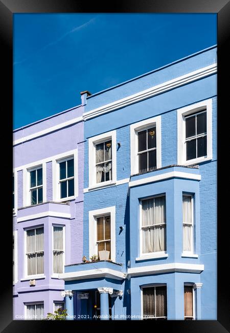 Colorful townhouses near Portobello Road in Notting Hill, London Framed Print by Juan Jimenez