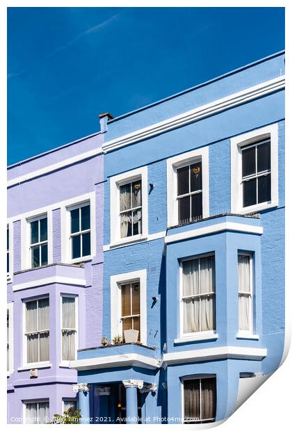 Colorful townhouses near Portobello Road in Notting Hill, London Print by Juan Jimenez