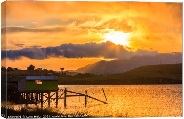 Dramatic sunset over the Otago Peninsular Canvas Print by Kevin Hellon