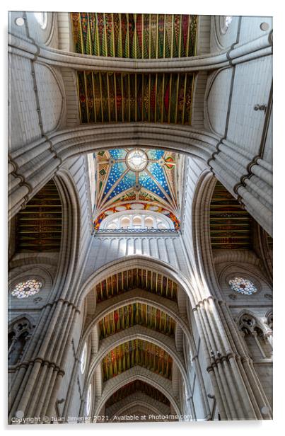Interior of the Madrid Cathedral Santa Maria la Real de La Almud Acrylic by Juan Jimenez