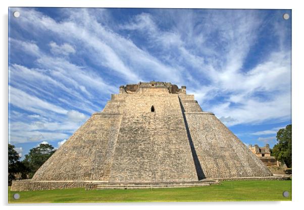 Pyramid of the Magician, Uxmal, Yucatan, Mexico Acrylic by Arterra 