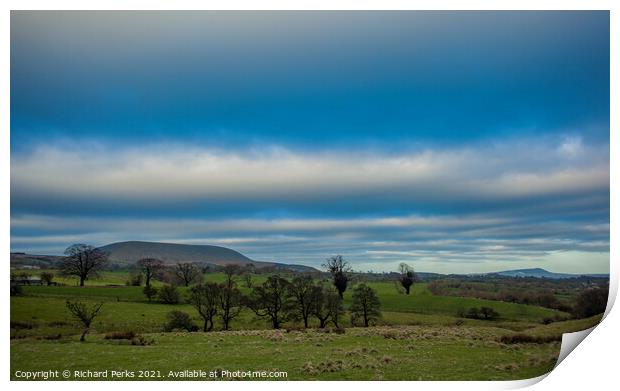 Clouds over Pendle Hill Print by Richard Perks