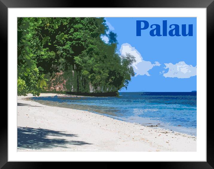 Beach Scene Digital Art, Palau, Micronesia Framed Mounted Print by Dave Collins