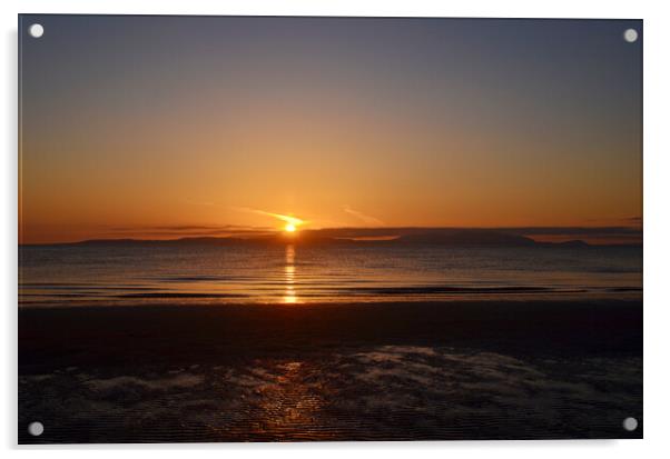 Sunset behind Arran from Prestwick Acrylic by Allan Durward Photography
