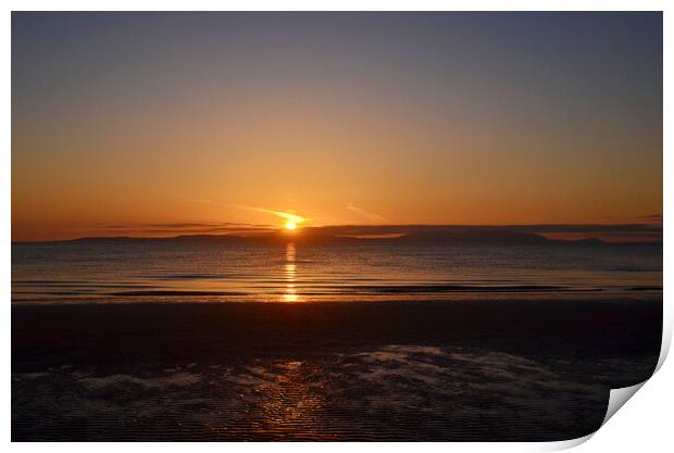 Sunset behind Arran from Prestwick Print by Allan Durward Photography