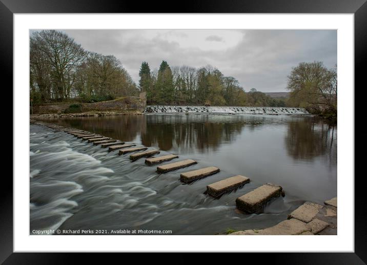Stepping Stones in the River Wharfe near Ilkley Mo Framed Mounted Print by Richard Perks