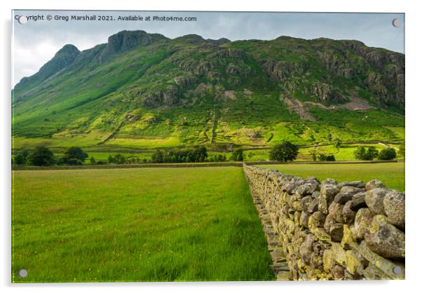 Langdale Pikes The Lake District Acrylic by Greg Marshall