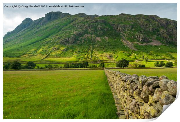 Langdale Pikes The Lake District Print by Greg Marshall