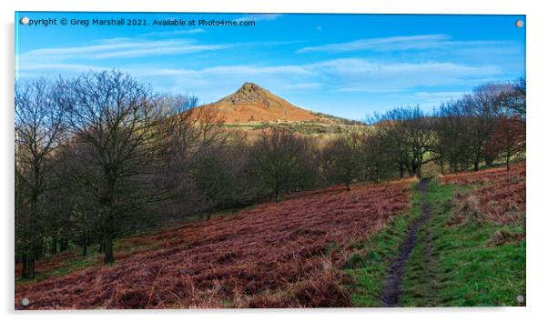 Roseberry Topping Teesside Acrylic by Greg Marshall