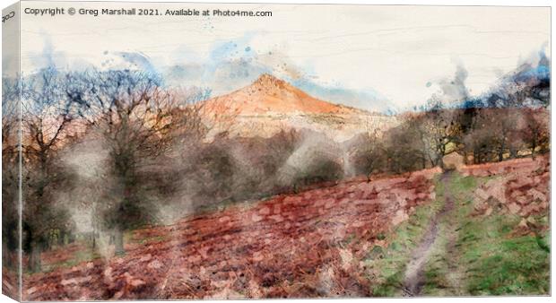 Roseberry Topping Watercolour Canvas Print by Greg Marshall