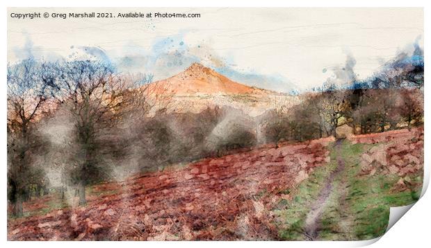 Roseberry Topping Watercolour Print by Greg Marshall