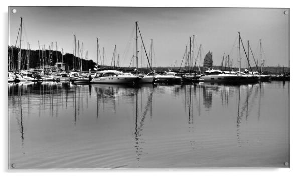 Sailing boat and sail reflections, Brixham Acrylic by mark humpage