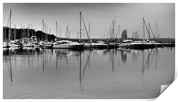 Sailing boat and sail reflections, Brixham Print by mark humpage