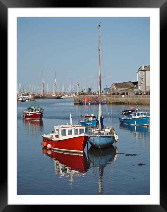 Sailing boats moored in Brixham harbour Framed Mounted Print by mark humpage