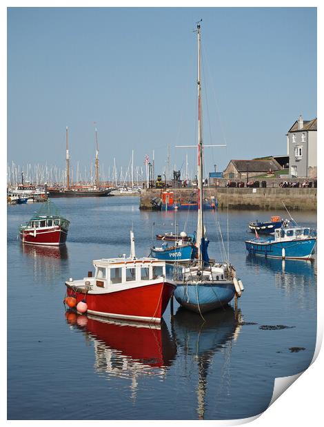 Sailing boats moored in Brixham harbour Print by mark humpage
