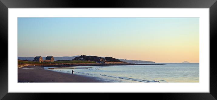 A picturesque Prestwick beach at sunset Framed Mounted Print by Allan Durward Photography