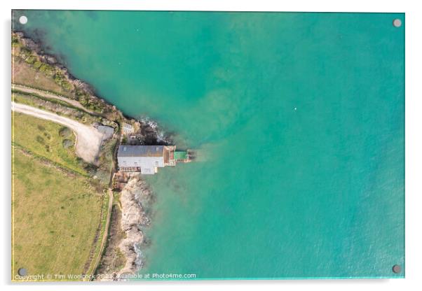 Aerial photograph taken near Lellizzick, near Padstow, Cornwall, Acrylic by Tim Woolcock