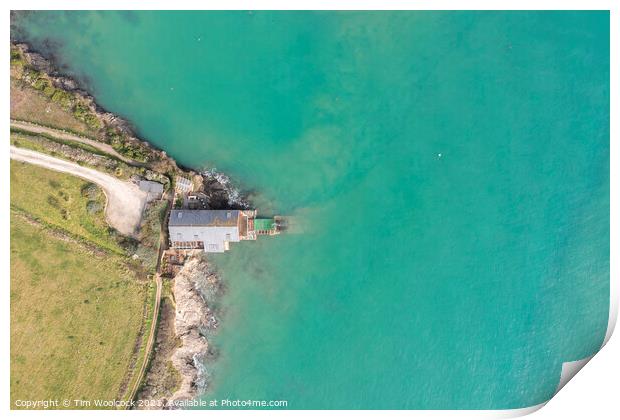 Aerial photograph taken near Lellizzick, near Padstow, Cornwall, Print by Tim Woolcock