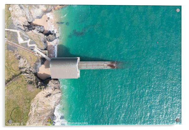 Aerial photograph of Padstow Lifeboat Station, near Padstow, Cor Acrylic by Tim Woolcock