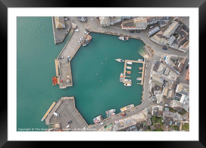 Aerial photograph taken near Padstow Harbour, Cornwall, England. Framed Mounted Print by Tim Woolcock