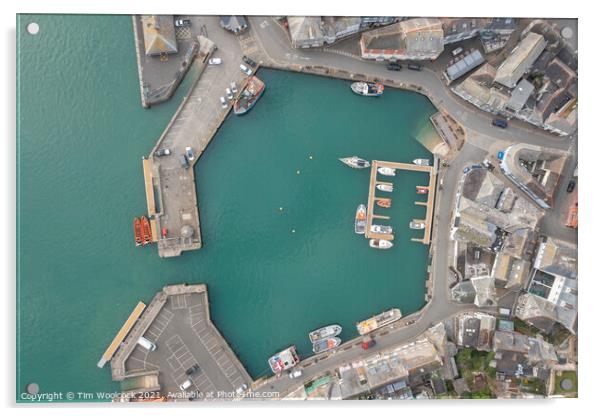 Aerial photograph taken near Padstow Harbour, Cornwall, England. Acrylic by Tim Woolcock