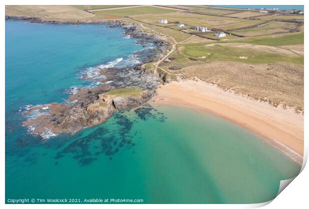 Aerial photograph of Constantine Bay near Newquay and Padstow, C Print by Tim Woolcock