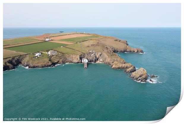 Aerial photograph of Padstow Lifeboat Station, near Padstow, Cor Print by Tim Woolcock