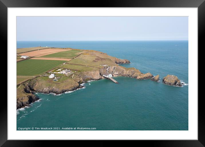Aerial photograph of Padstow Lifeboat Station, near Padstow, Cor Framed Mounted Print by Tim Woolcock