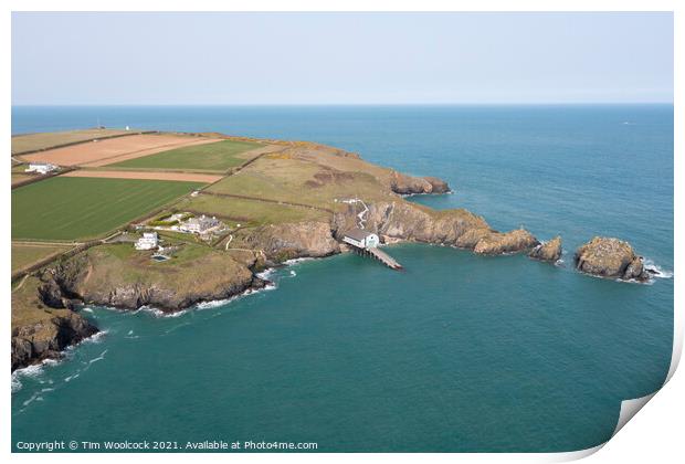 Aerial photograph of Padstow Lifeboat Station, near Padstow, Cor Print by Tim Woolcock