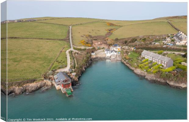 Aerial photograph taken near Lellizzick, near Padstow, Cornwall, Canvas Print by Tim Woolcock