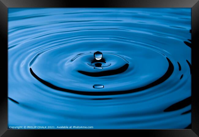 Blue water droplet 456  Framed Print by PHILIP CHALK