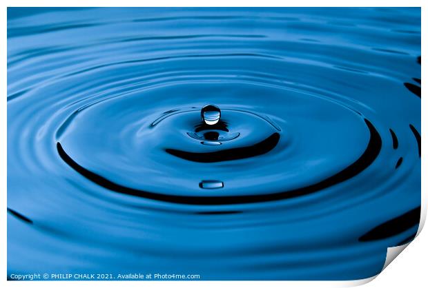 Blue water droplet 456  Print by PHILIP CHALK