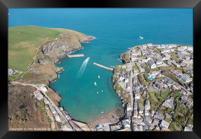 Aerial photograph of Port Isaac, Cornwall, England. Framed Print by Tim Woolcock