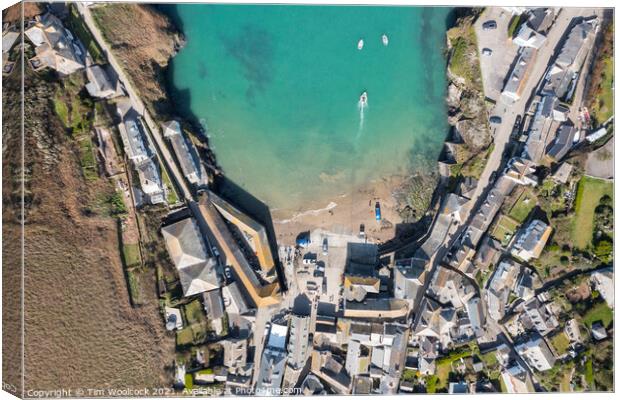 Aerial photograph of Port Isaac, Cornwall, England. Canvas Print by Tim Woolcock