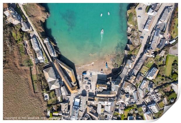 Aerial photograph of Port Isaac, Cornwall, England. Print by Tim Woolcock