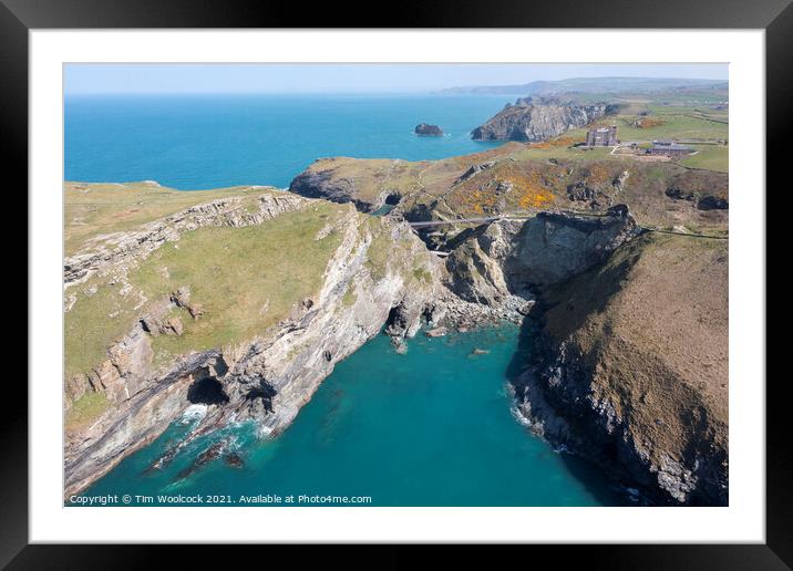 Aerial photograph of Tintagel, Cornwall, England. Framed Mounted Print by Tim Woolcock
