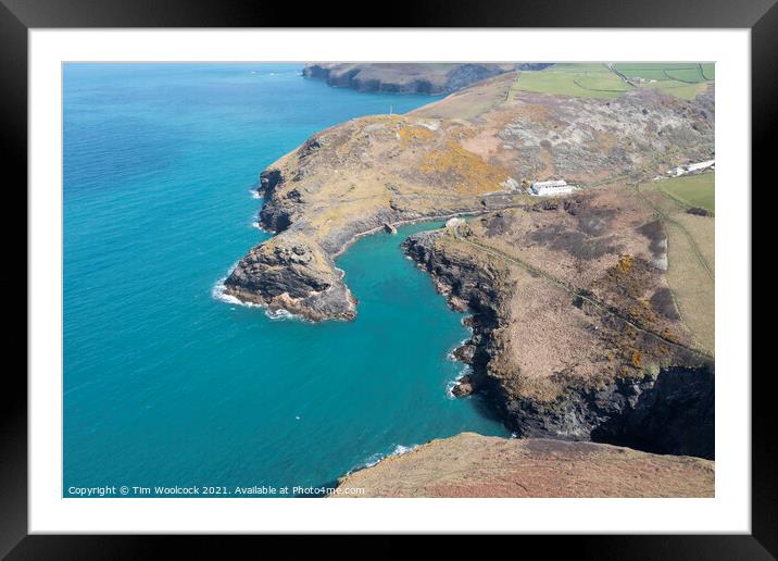 Aerial photograph of Boscastle, Cornwall, England. Framed Mounted Print by Tim Woolcock