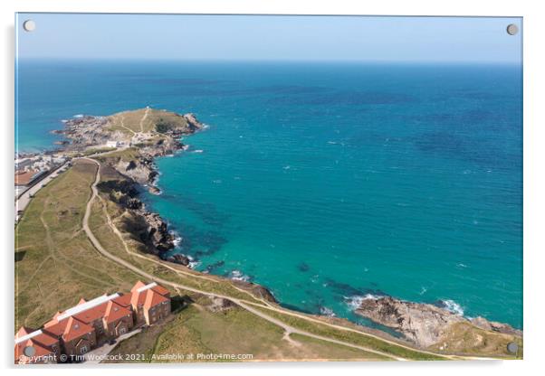 Aerial photograph of Newquay, Cornwall, England. Acrylic by Tim Woolcock