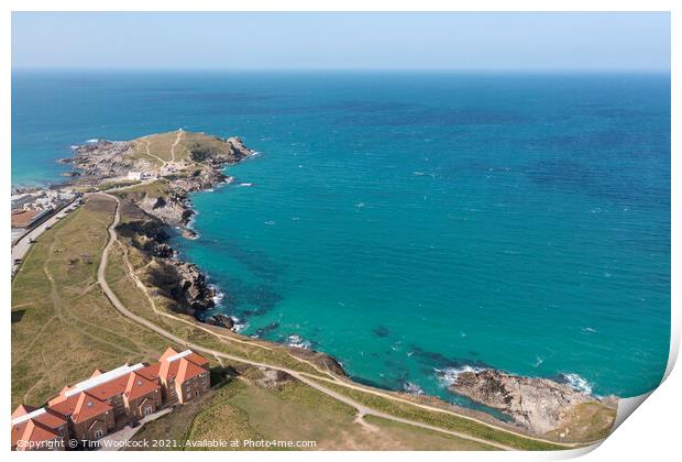 Aerial photograph of Newquay, Cornwall, England. Print by Tim Woolcock