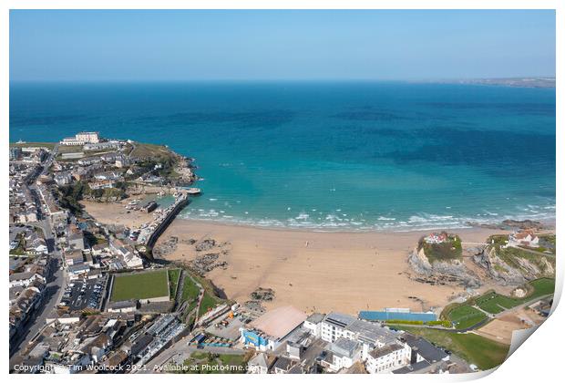 Aerial photograph of Newquay, Cornwall, England. Print by Tim Woolcock