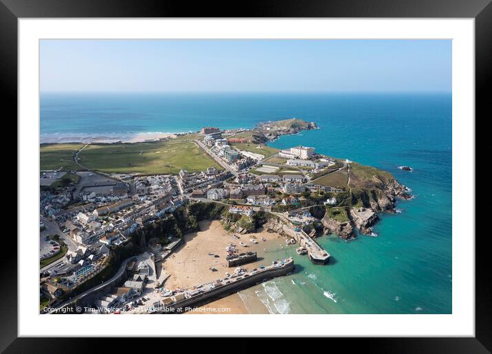 Aerial photograph of Newquay, Cornwall, England. Framed Mounted Print by Tim Woolcock