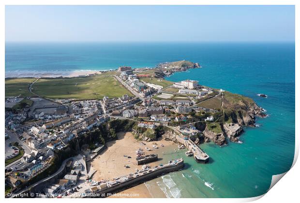Aerial photograph of Newquay, Cornwall, England. Print by Tim Woolcock